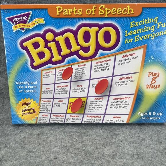 Lakeshore Bingo Parts of Speech Ages 9 & Up NEW Sealed 3 to 36 Players - Picture 2 of 7